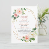 Elegant Roze White Floral Baptism & First Birthday Kaart (Staand voorkant)