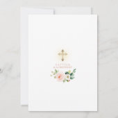 Elegant Roze White Floral Baptism & First Birthday Kaart (Achterkant)