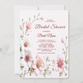 Elegant Roze White Floral Bridal Shower Kaart (Voorkant)