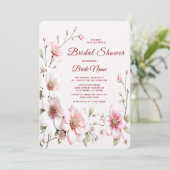 Elegant Roze White Floral Bridal Shower Kaart (Staand voorkant)