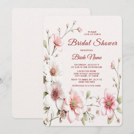 Elegant Roze White Floral Bridal Shower Kaart