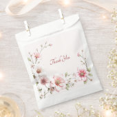 Elegant Roze White Floral Favor Bag Bedankzakje (Geknipt)