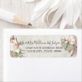 Elegant Roze White Floral Tropical Foliage Wedding Etiket (Insitu)