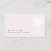 Elegant Roze White Peacock Feather Visitekaartje (Voorkant)