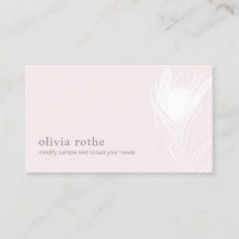 Elegant Roze White Peacock Feather Visitekaartje