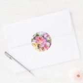 Elegant roze & White Rose Wedding Ronde Sticker (Envelop)