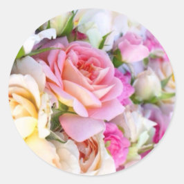Elegant roze & White Rose Wedding Ronde Sticker
