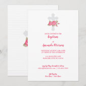 Elegant roze & White Roses Baptisme Kaart