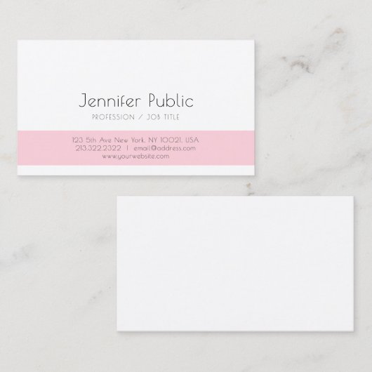 Elegant Roze White Simple Design Plain Trendy Visitekaartje (Voorkant / Achterkant)