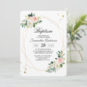 Elegant roze & White Waterverf Flowers Gold druppe Kaart (Staand voorkant)