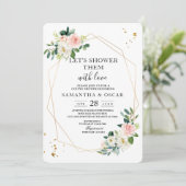 Elegant roze & White Waterverf Flowers Gold druppe Kaart (Staand voorkant)