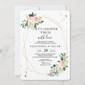 Elegant roze & White Waterverf Flowers Gold druppe Kaart (Voorkant)