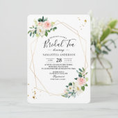 Elegant roze & White Waterverf Flowers Gold druppe Kaart (Staand voorkant)