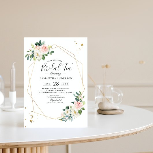 Elegant roze & White Waterverf Flowers Gold druppe Kaart