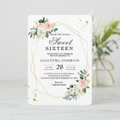 Elegant roze & White Waterverf Flowers Gold druppe Kaart (Staand voorkant)