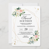 Elegant roze & White Waterverf Flowers Gold druppe Kaart (Voorkant)