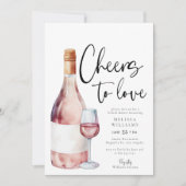 Elegant Roze Wijn Proost op Liefde Vrijgezellenfee Kaart (Voorkant)