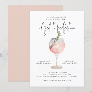 Elegant roze wijn tot perfecte 50e verjaardag kaart