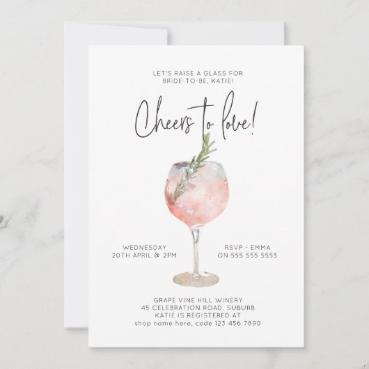 Elegant roze wijnkaas tot liefhebbend Vrijgezellen Kaart (Voorkant)