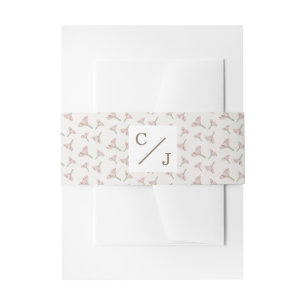 Elegant Roze Wildbloem Motief Monogram Uitnodigingen Wikkel