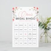Elegant roze Wildbloemen Bingo Game Kaart (Staand voorkant)