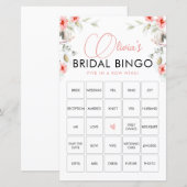 Elegant roze Wildbloemen Bingo Game Kaart (Voorkant / Achterkant)