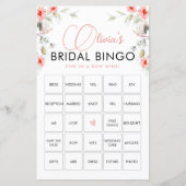 Elegant roze Wildbloemen Bingo Game Kaart (Voorkant)