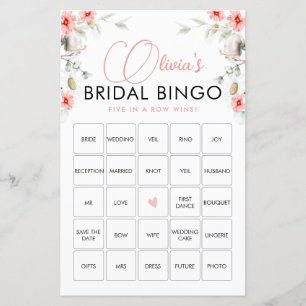 Elegant roze Wildbloemen Bingo Game Kaart