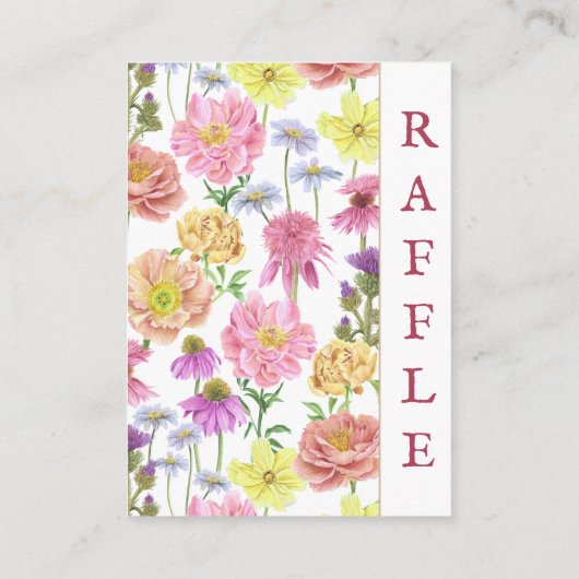 Elegant Roze Wildflower Baby shower Luier Raffle Informatiekaartje (Achterkant)