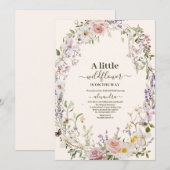 Elegant roze Wildflower Boho Baby shower Kaart (Voorkant / Achterkant)