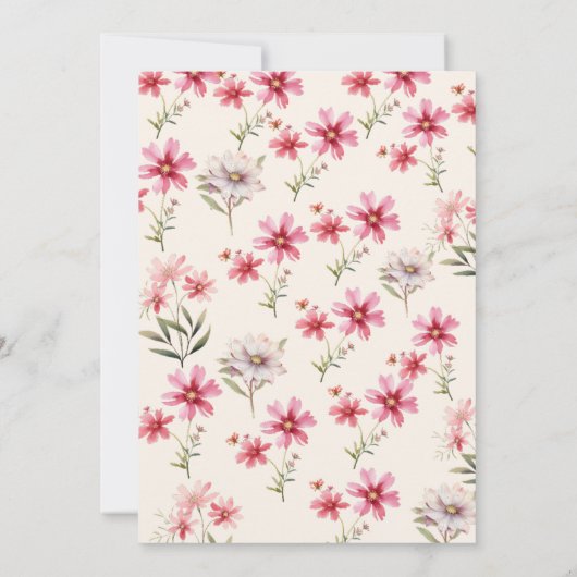 Elegant roze Wildflower Bruiloft Save The Date Kaart (Achterkant)