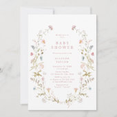 Elegant Roze Wildflower Rustic Boho Baby shower Kaart (Voorkant)