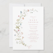 Elegant Roze Wildflower Rustic Boho Baby shower Kaart (Voorkant)