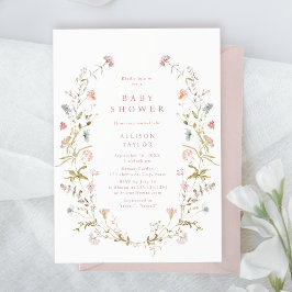 Elegant Roze Wildflower Rustic Boho Baby shower Kaart
