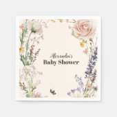 Elegant Roze Wildflower Rustic Boho Baby shower Servet (Voorkant)