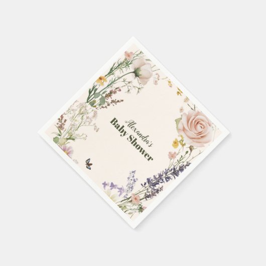 Elegant Roze Wildflower Rustic Boho Baby shower Servet (Hoek)