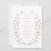 Elegant Roze Wildflower Rustic Boho Vrijgezellenfe Kaart (Voorkant)