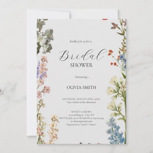 Elegant Roze Wildflower Rustic Boho Vrijgezellenfe Kaart (Voorkant)