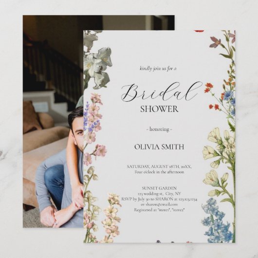 Elegant Roze Wildflower Rustic Boho Vrijgezellenfe Kaart (Voorkant / Achterkant)