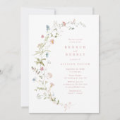Elegant Roze Wildflower Rustic Boho Vrijgezellenfe Kaart (Voorkant)