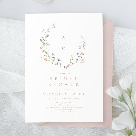 Elegant Roze Wildflower Rustic Boho Vrijgezellenfe Kaart