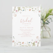 Elegant Roze Wildflower Rustic Boho Vrijgezellenfe Kaart (Staand voorkant)
