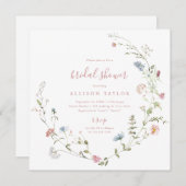 Elegant Roze Wildflower Rustic Boho Vrijgezellenfe Kaart (Voorkant / Achterkant)