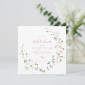 Elegant Roze Wildflower Rustic Boho Vrijgezellenfe Kaart (Staand voorkant)