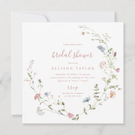 Elegant Roze Wildflower Rustic Boho Vrijgezellenfe Kaart