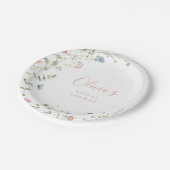 Elegant Roze Wildflower Rustic Boho Vrijgezellenfe Papieren Bordje (Gekanteld)