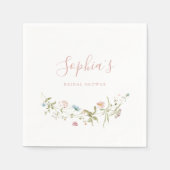 Elegant Roze Wildflower Rustic Boho Vrijgezellenfe Servet (Voorkant)
