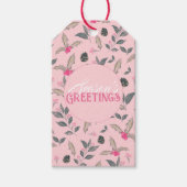 Elegant Roze Winter Bloemen Waterverf Kerstmis Cadeaulabel (Voorkant)