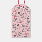 Elegant Roze Winter Bloemen Waterverf Kerstmis Cadeaulabel (Achterkant)