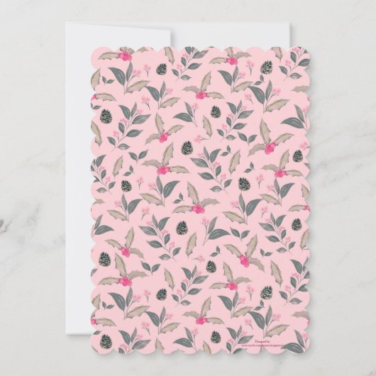 Elegant Roze Winter Bloemen Waterverf Kerstmis Kaart (Achterkant)